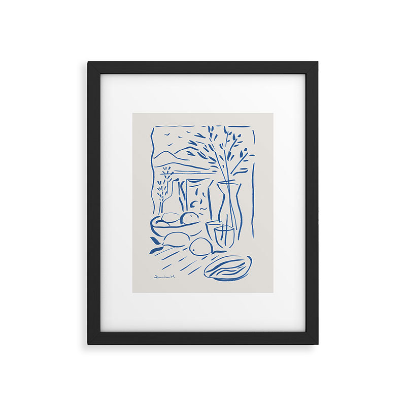 «Méditerranée vue» par Dan Hobday - reproduction de cadre photo simple, Cadre noir, H 14 po x l 11 po
