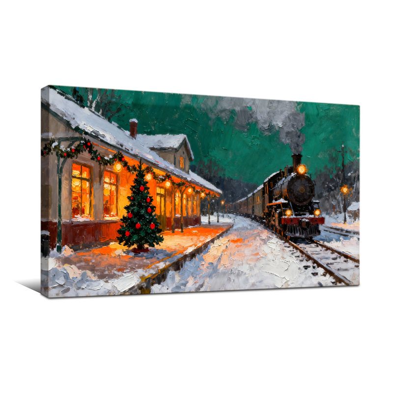 Scène enneigée de Noël, H 16 po x l 32 po