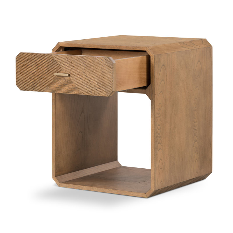 Caspian Nightstand-Black Ash Veneer, Natural Ash