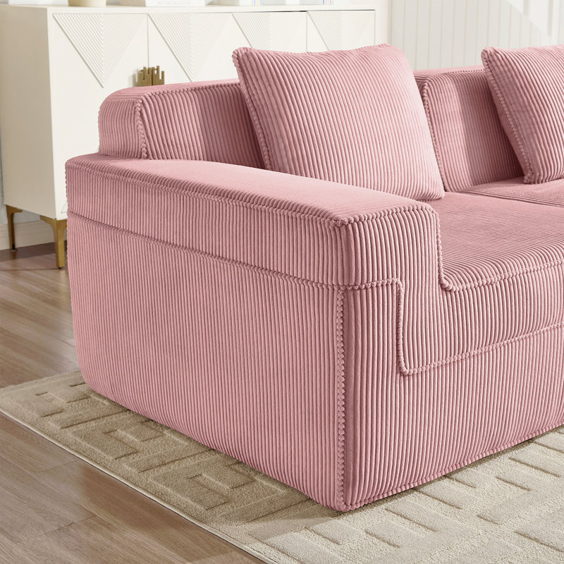 Canapé sans accoudoirs avec coussin Velours côtelé Martha - Rose, Pink
