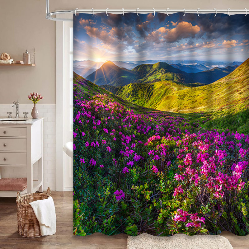 Rideau de douche avec 12 crochets, L 72 po x l 84 po