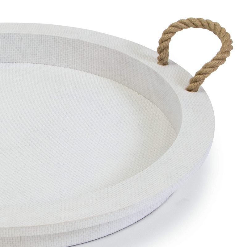 Aegean Rattan Decorative Tray, White