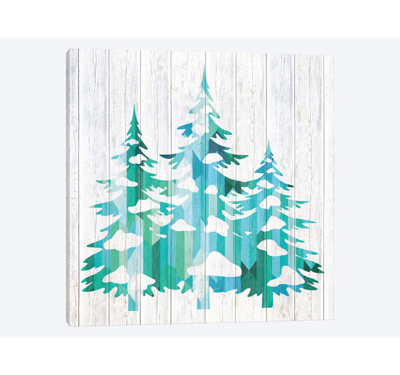 «Snowfall Pines» par 5by5collective, impression sur toile tendue, Papier d'art encadré noir, Blanc