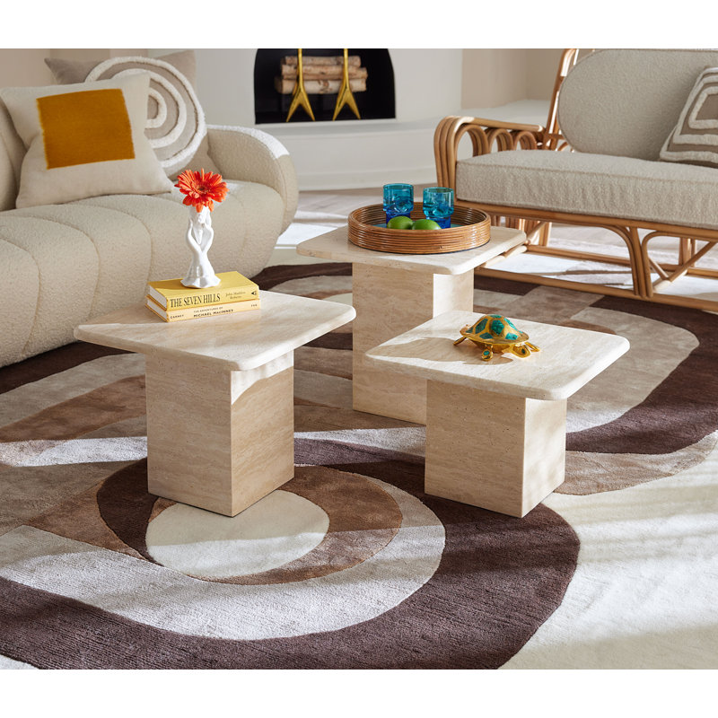 Stone End Table, 17" H x 18" W x 18" D