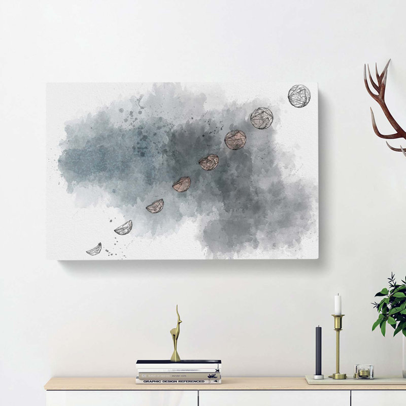 Story of the Moon in Abstract - Wrapped Canvas Drawing - Wrapped Canvas, 60cm H x 91cm W x 3cm D