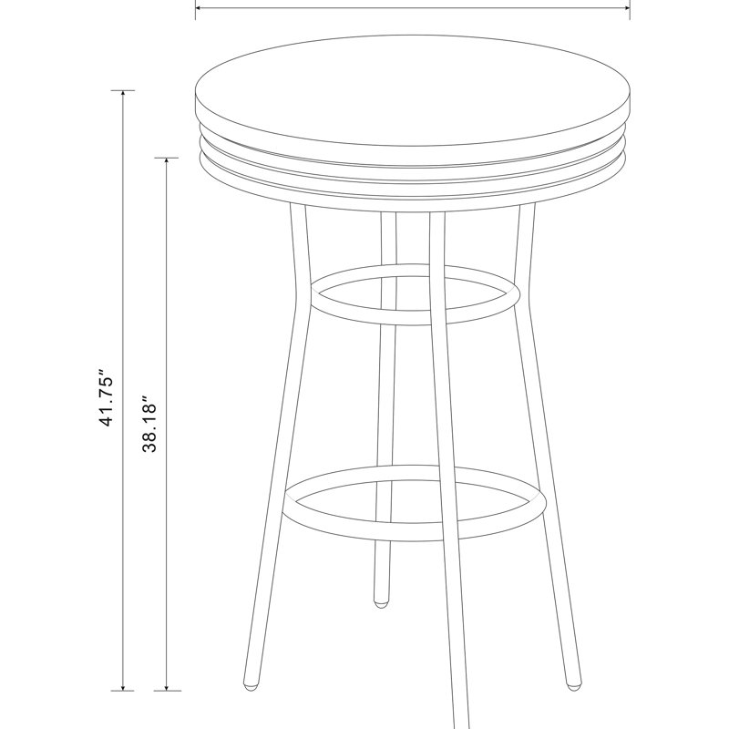 Table de bar ronde Midge White 3 avec fonction pivotante, base en métal, plateau en bois, mobilier de salle à manger des années 1950, tabourets sans dossier en stratifié, tablier, Ambiance