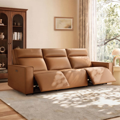 Phillipsburg 3 - Piece Upholstered Genuine Leather Power Recliner Sectional Sofa