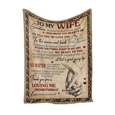 Kbndieu To My Wife Flannel Blanket Valentine's Day Birthday Gifts for Wife From Husband Wedding Anniversary Birthday Romantic Gifts for Her Mother's Day Gift