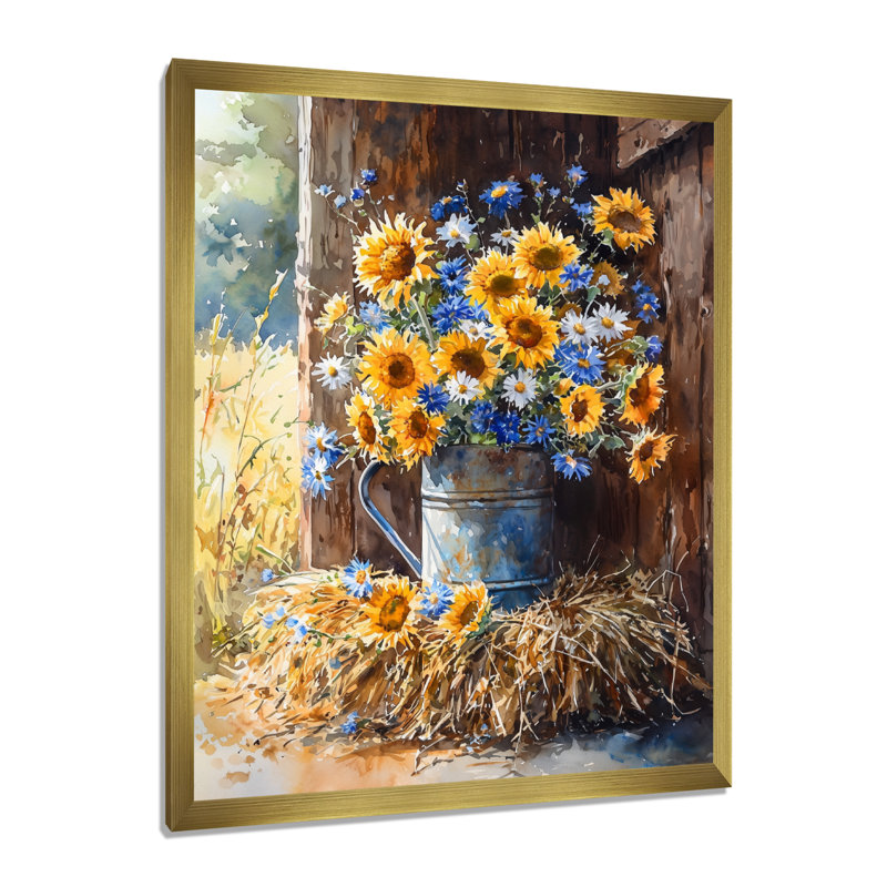 Donda - Floral Wall Art, H 20 po x l 12 po, Reproduction encadrée sans passe-partout, Doré