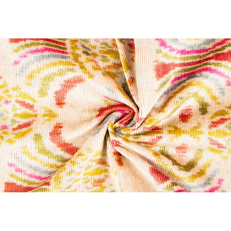 Silk Lumbar Rectangular Pillow Cover & Insert, Beige/Pink/Geometric