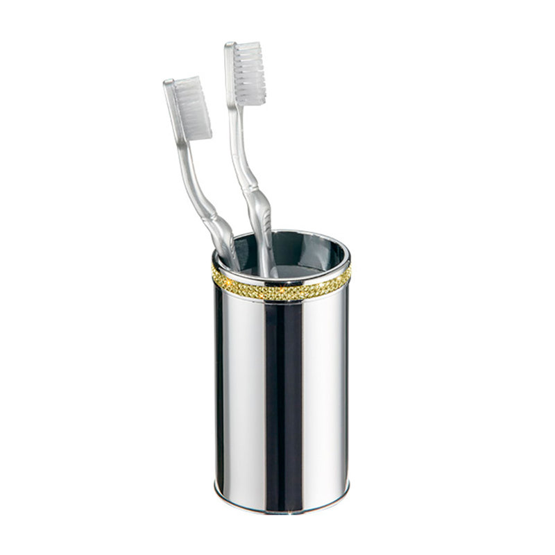 Zenor Toothbrush Holder, Chrome/Gold