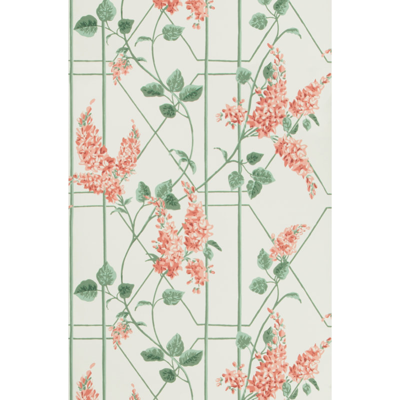 Floral Wallpaper Roll, Coral/Sage