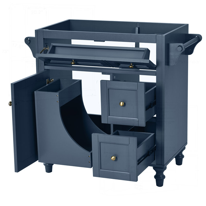 Meuble-lavabo moderne avec plusieurs tiroirs et fonctions de rangement avancées, Bleu