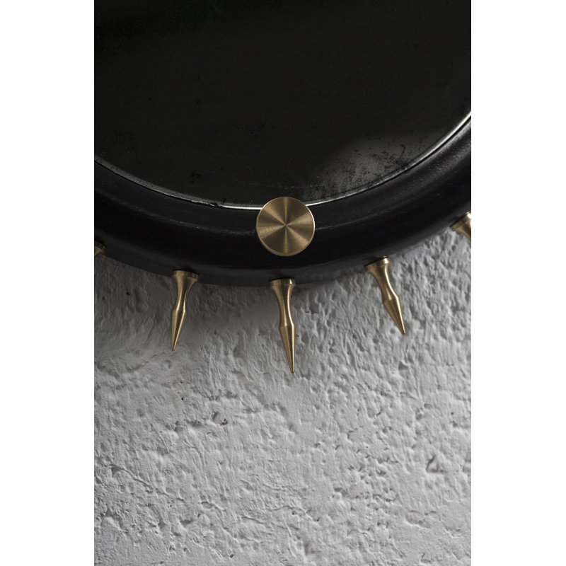 Sitiera Round Solid Wood Mirror, Gold