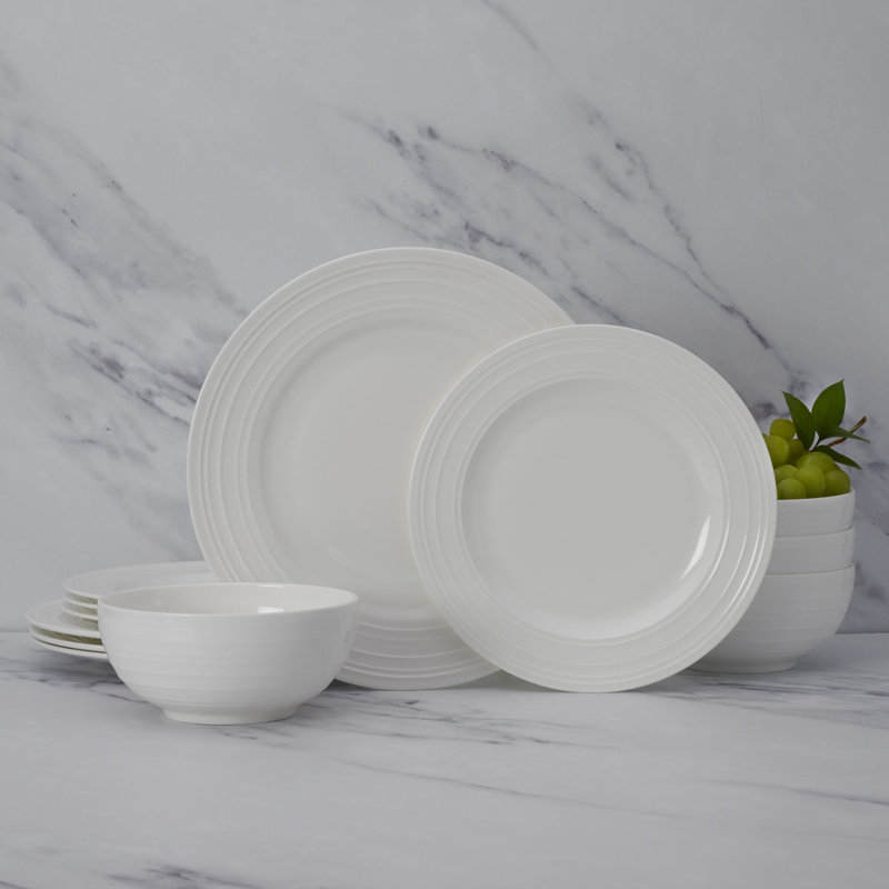 Mikasa Ciara 12-Piece Lightweight Chip-Resistant Bone China Dinnerware Set, Service for 4