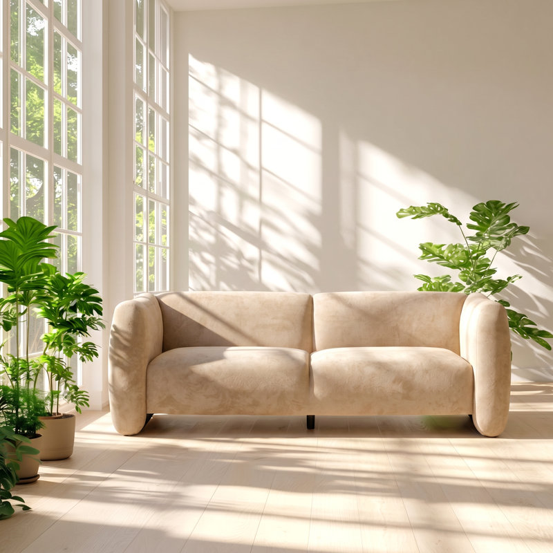 Canapé 3 places en velours l 83 po x P 32,75 po x H 27,75 po Tonson