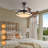 Retractable Ceiling Fan With Light, Modern Led Chandelier Fan With Remote Control, 6 Speed Adjustable Blades, Quiet Dc Motor, Dimmable Lighting For Living Room, Bedroom, Dining Room