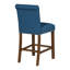 2 tabourets de comptoir rembourrés avec décoration cloutée - bleu, structure de siège rabattable, pieds en bois massif noyer moyen, argent mat, niveleurs réglables