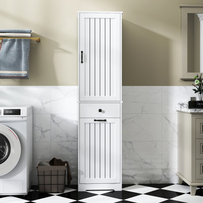 White Laundry Cabinet With Practical Storage For Dirty And Accessories Efficient Drawer System