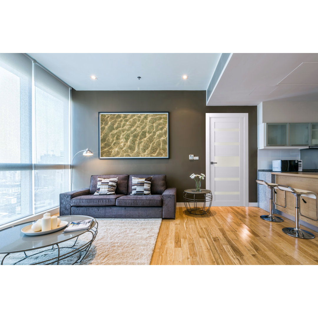 Gina Solid Manufactured Wood and Glass Paneled Prefinished Standard Door Slab Belldinni 