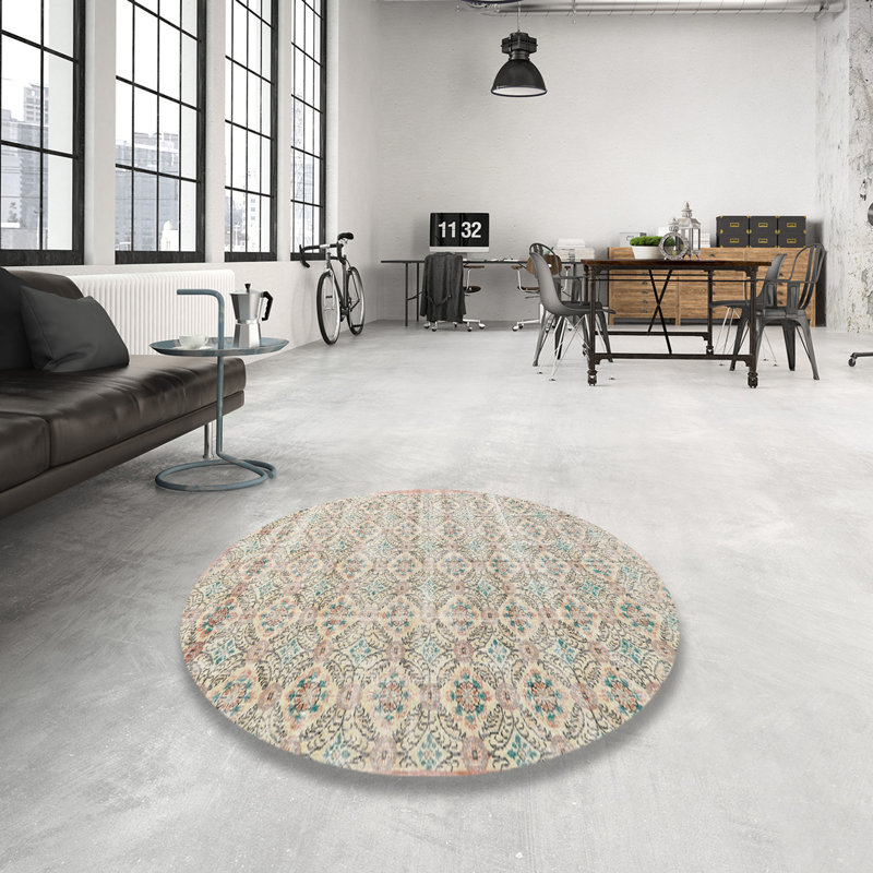 Tapis traditionnel mehroon/noir/bleu, Rond 4 pi
