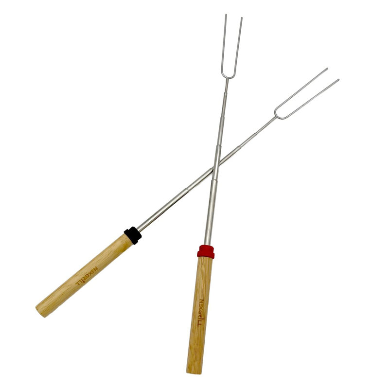 Nexgrill Extendable Roasting Grill Fork Stick, 2-Pack 32" Roasting Sticks, Dual Fork Grilling & Cooking Accessory for BBQs, Tailgating, Camping, Outdoor Cooking, 530-0023G
