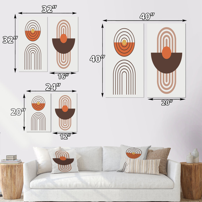 Minimalistic Creative Designs in Retro Colors VI - ensemble de 2 peintures, Toile tendue, H 20 po x l 24 po x P 1 po
