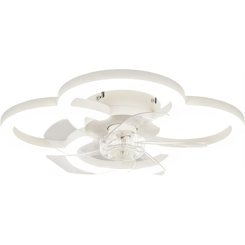 Low Profile Ceiling Fans With Lights And Remote, Fandelier Ceiling Fan Flush Mount, 3000K-6500K 5 Blades LED Fan Light, Small Ceiling Fans With Lights For Bedroom, Kitchen