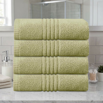 Ensemble de serviettes de bain 100% coton 100% coton zéro torsion Robbs Home Weavers 500GSM, 16 po x 24 po (4) (4 serviettes à main), vert