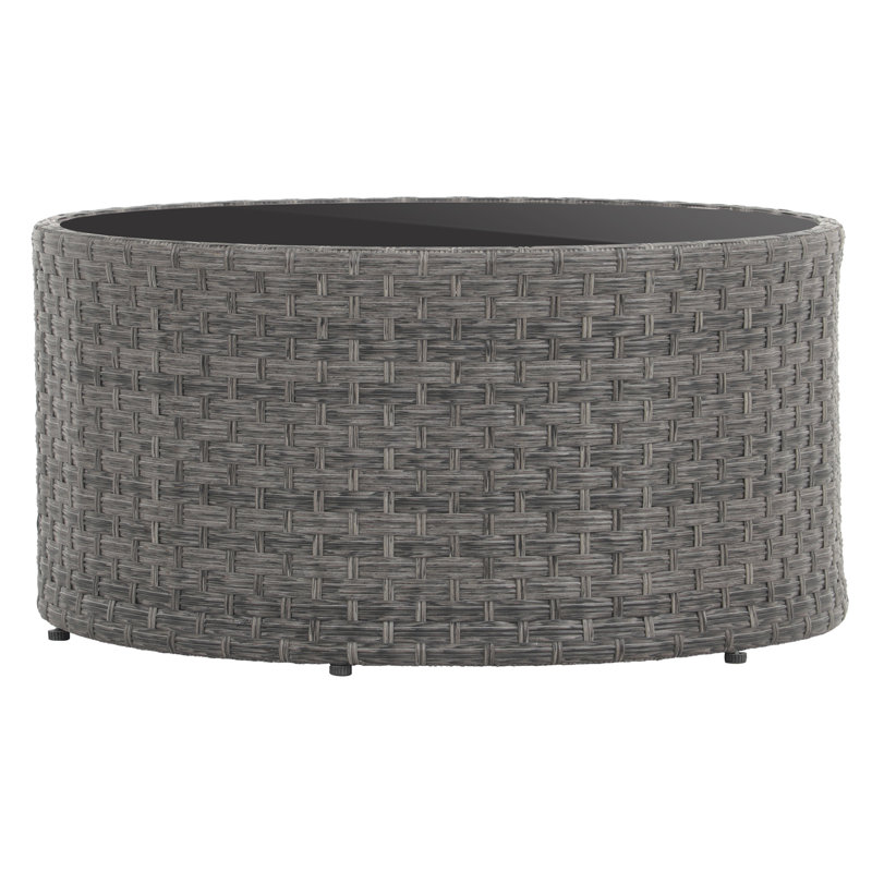 Gregory Wicker Glass-Top Coffee Table