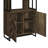 Oak Herringbone Rustic Bookcase With 3 Open Display Shelves And 2 Adjustable In Cabinet Bookcase, 2-Door For Den