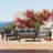 All-Weather 4-Piece Modern Metal Patio Furniture Set,  5-Seat Conversation Sofa With Thick Gray Cushions & Gray Frame And Coffee Table-1340101346