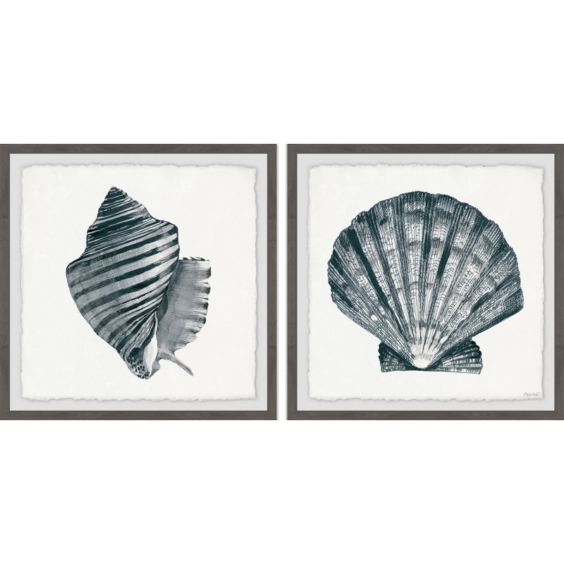 Diptyque rayé Queen Conch II, H 24 po x l 24 po
