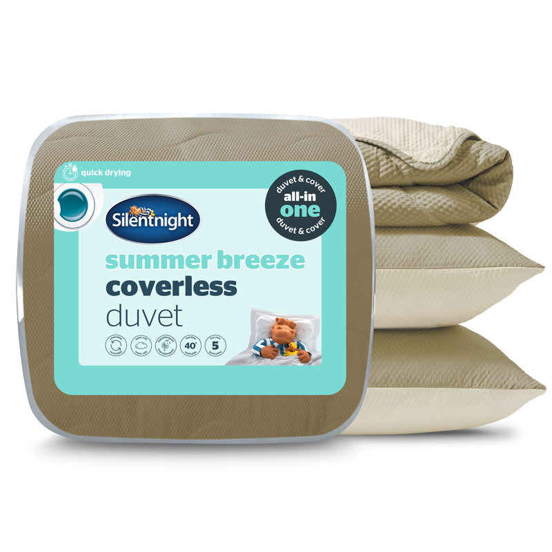 Silentnight Summer Breeze Coverless 4.5 Tog Duvet and Pillowcase Set, King, Olive Cream