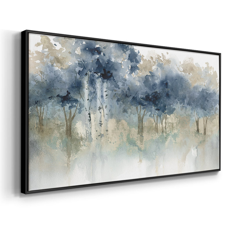 Waters Edge I - Toile tendue avec châssis encadré - Prêt à accrocher, H 25 po x l 49 po, Noir