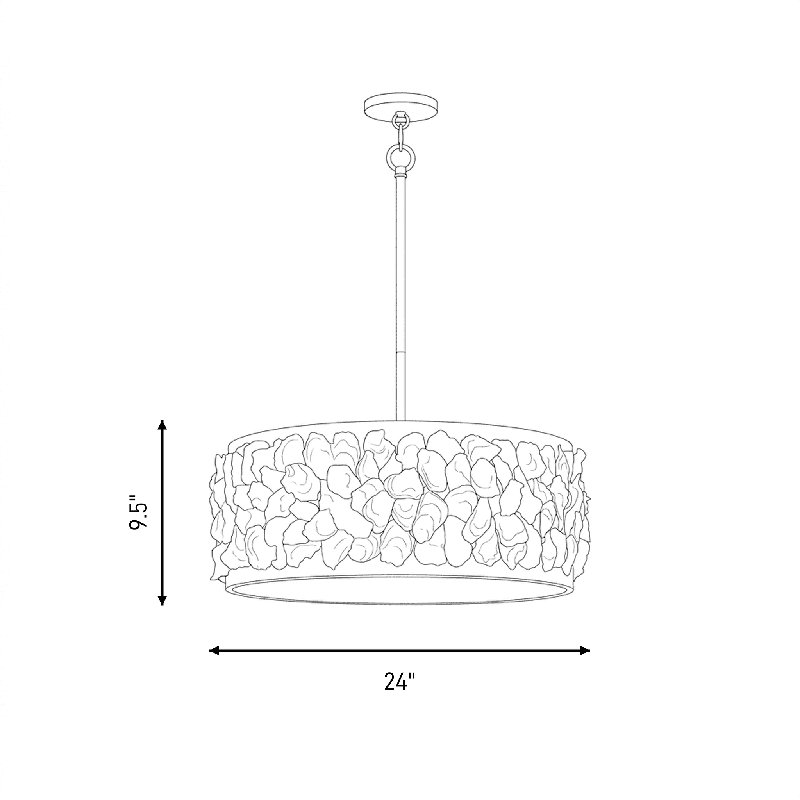 Leanne 6-Light Pendant in Chandon by Breegan Jane, 9.5"H x 24"W, 4