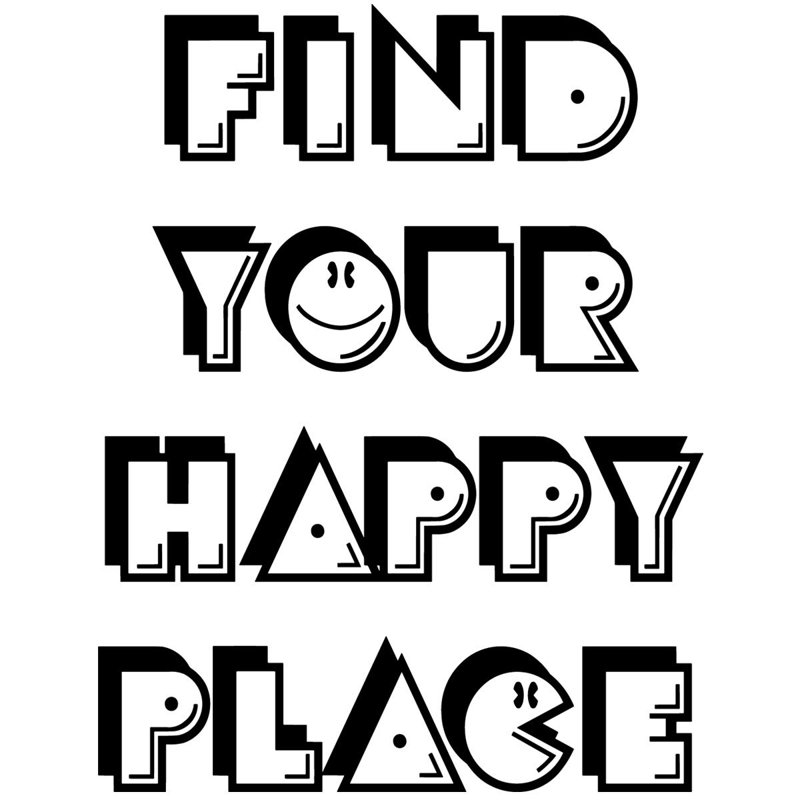 Décalcomanie murale "find your happy place", H 30 po x l 23 po