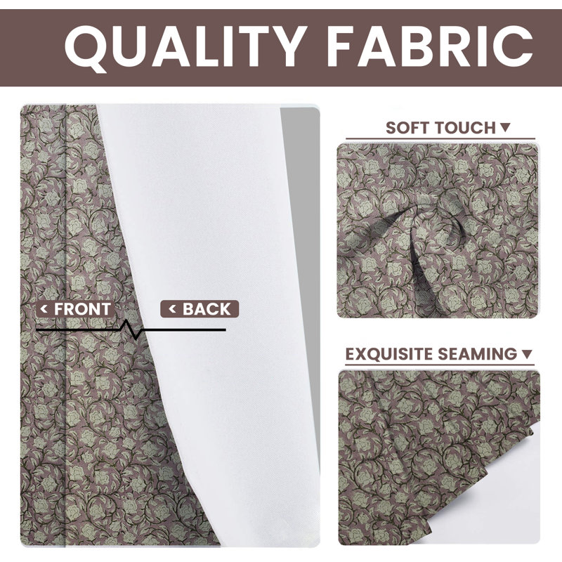 Rideau de fenêtre avec œillets pour salon Amritvella, Mauve clair, L 54 po x L 96 po