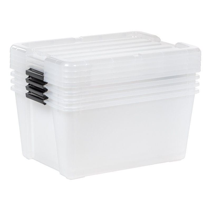 IRIS 45 Qt./11.25 Gal. Plastic Storage Container Bin with Secure Lid and Latching Buckles, Clear