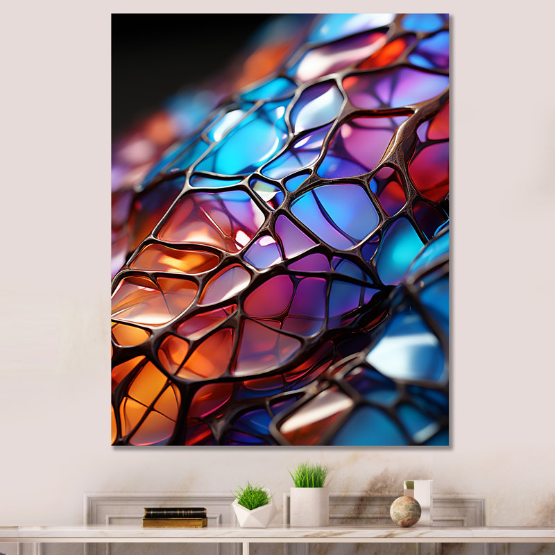 «Opalescent Abstract Fractal Glass Relief II», Toile tendue, H 44 po x l 34 po x P 1,5 po