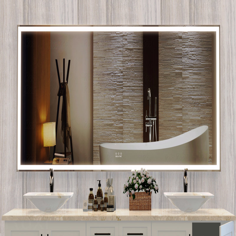 72x32 Inch Oversized LED Bathroom Mirror with 3 Color Lights