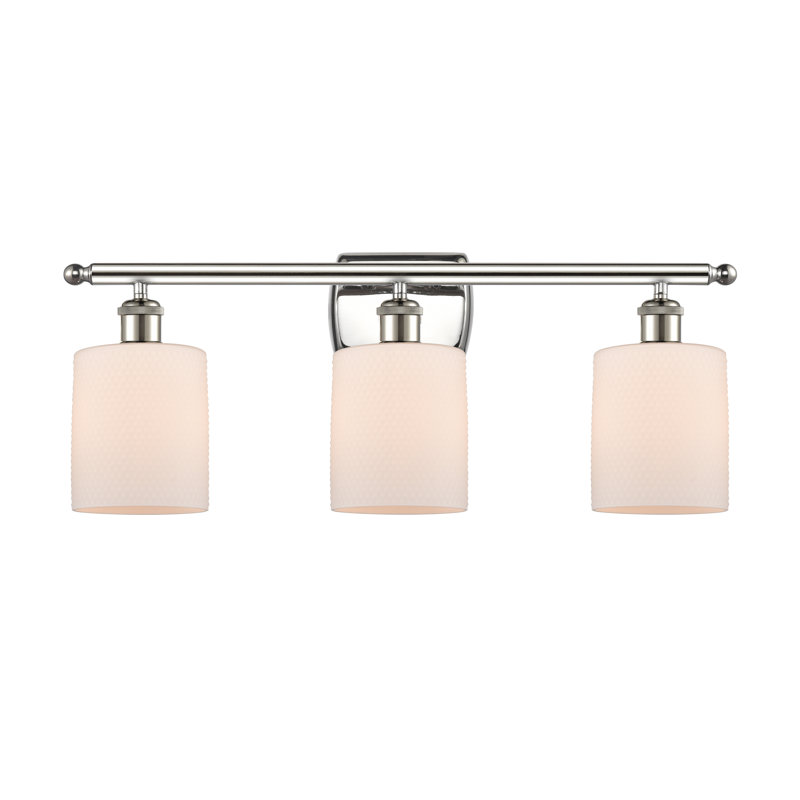Éclairage de salle de bain à intensité variable à 3 lumières Leilani, Ampoule incandescente rétro de 60 watts, Blanc mat