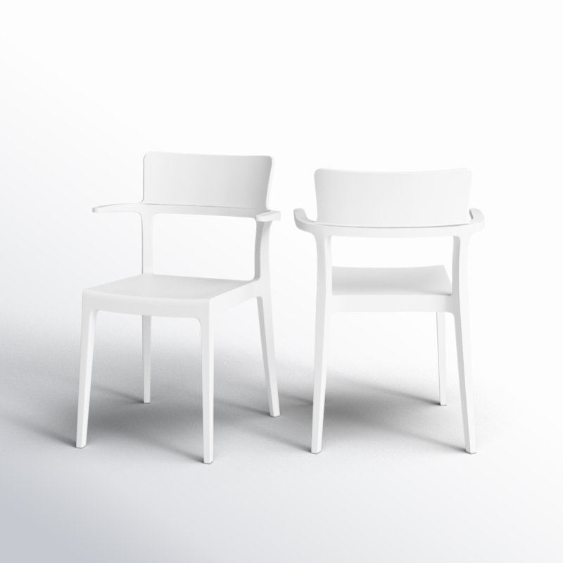 Fauteuil de salle à manger empilable Jeffrey, blanc