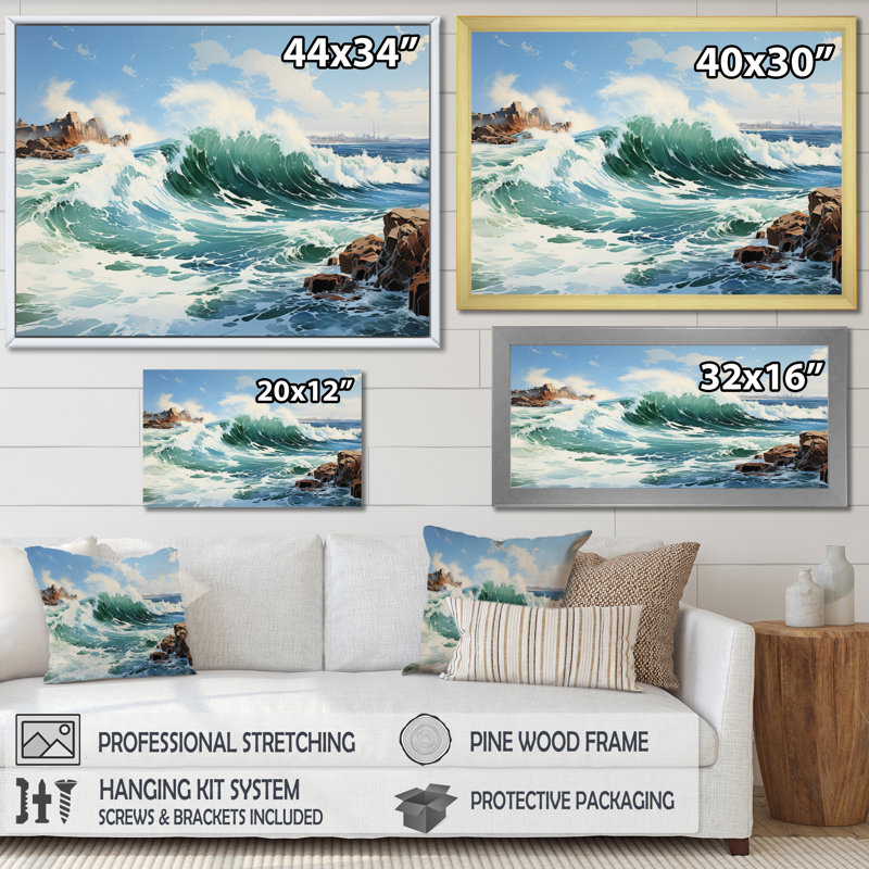 Coastalocean Coastal Symphony II - Impression, H 30 po x l 40 po x P 1,5 po, Toile tendue