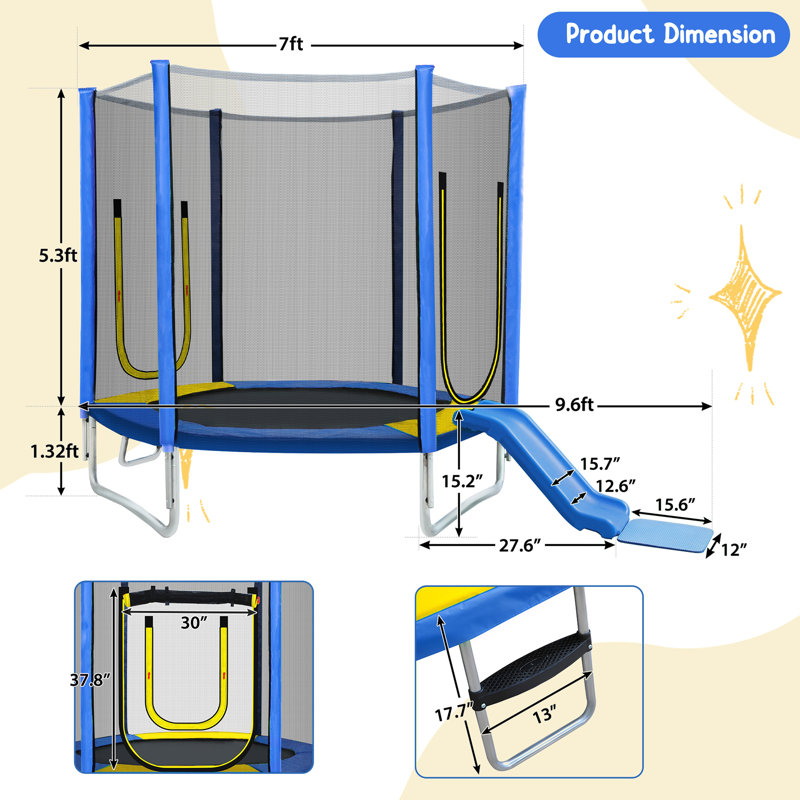 Trampoline pour enfants_79X115X115, Bleu