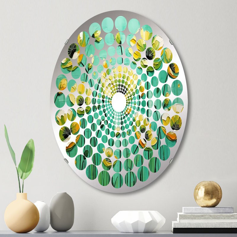 Emerald Elegance Poppies In The Breeze - Miroir décoratif à pois radiaux | Ovale, L 20 po x H 30 po