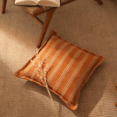 Throw Pillow | Double Sided Stripe Pattern Jute Pillow | 20x20"