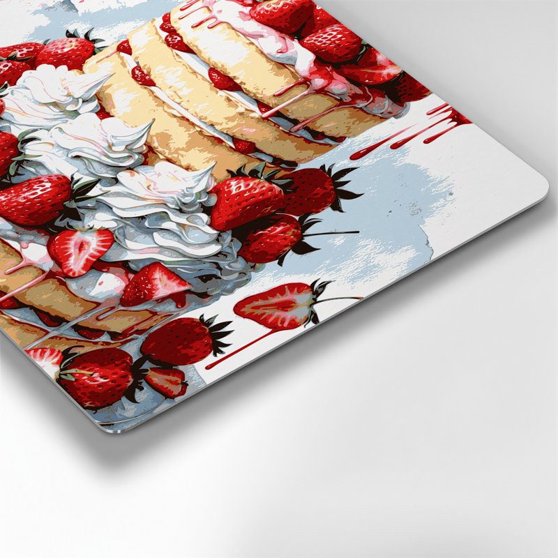 Dessert, fraise et sablé, art mural en métal beige, H 20 po x l 30 po