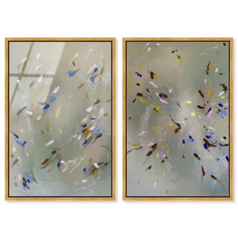 Spontaneous Traces Set Set by Oliver Gal, 92"H x 62"W, Gold Floater Frame