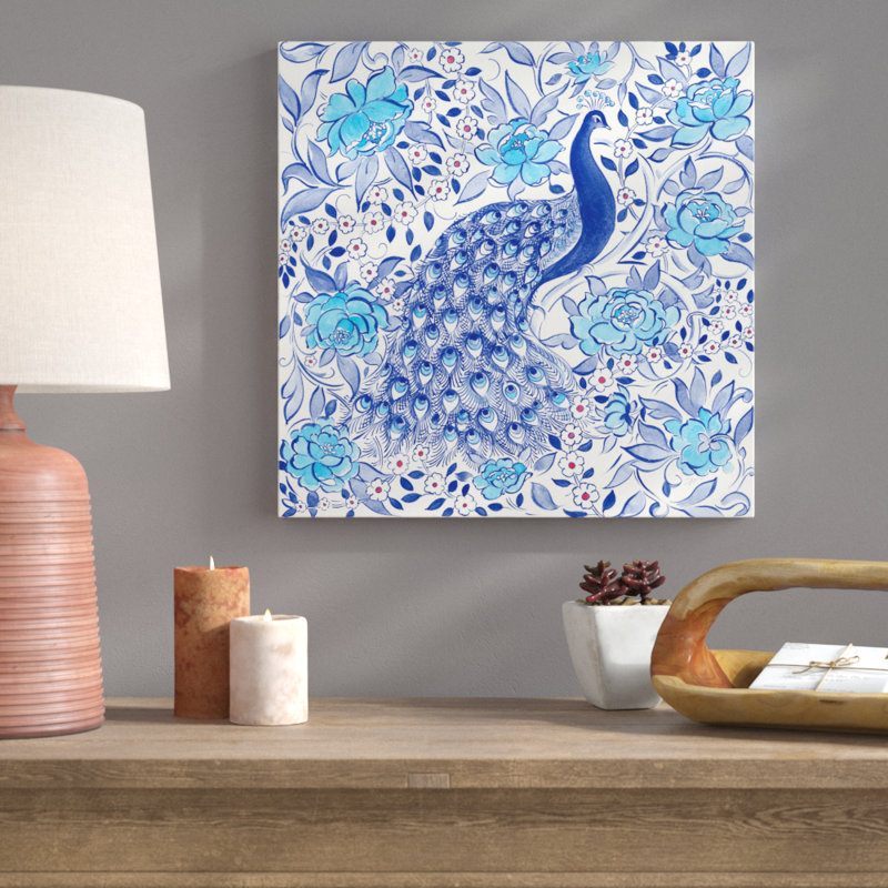 Peacock Garden III by Miranda Thomas - No Frame Painting on Canvas, 51cm H x 51cm W
